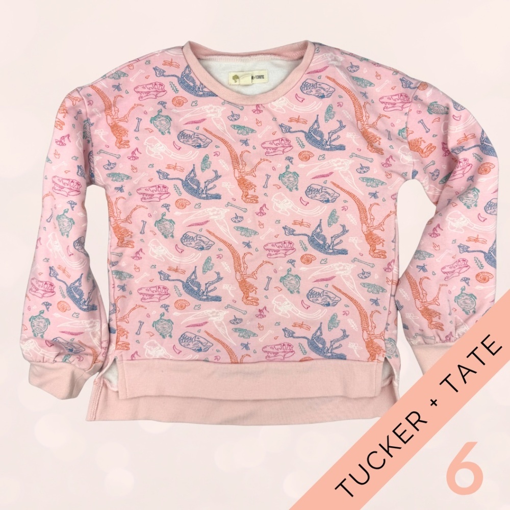 Tucker + Tate Girl’s Size 6 Pink Sweatshirt Dinosaur Patterned Shirt